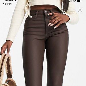 Topshop Jamie Jean in brown coated